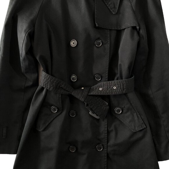 Isaac Mizrahi Target Trench Coat Womans Size S Black Double Breasted Rain Coat - Picture 11 of 16